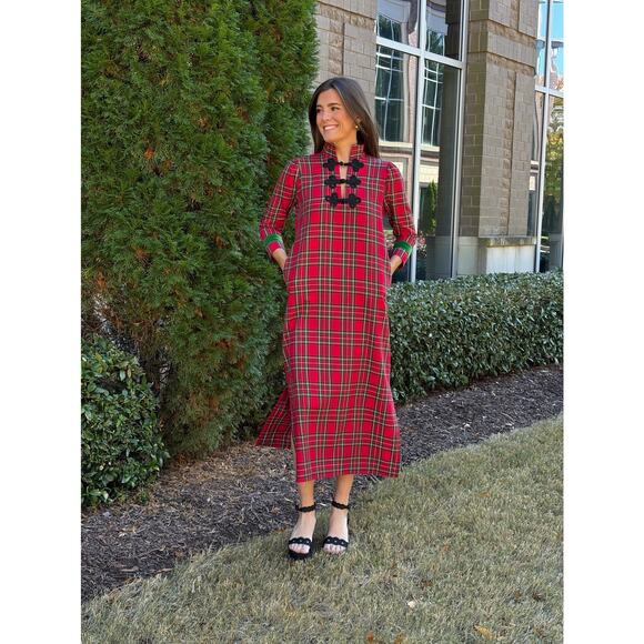 HOUSE OF MBR RED TARTAN BOUVIER LONG $385 NWT SIZE XL - Picture 4 of 14